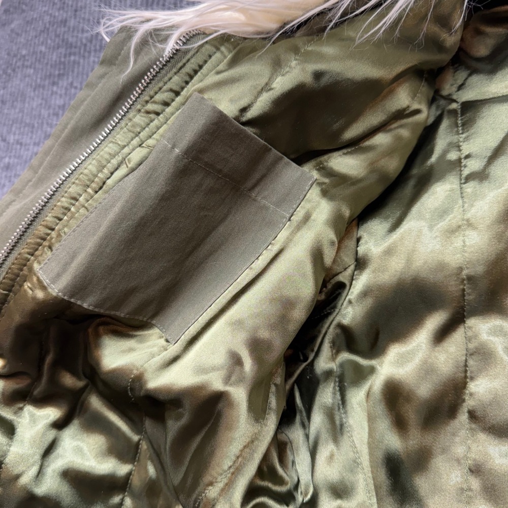 Vintage Juicy Couture Army Jacket Womens Large Olive Faux Fur Collar Rare Y2K - Picture 13 of 14